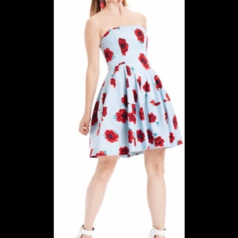 Betsey Johnson Blue & Red Floral Dress Sz 4